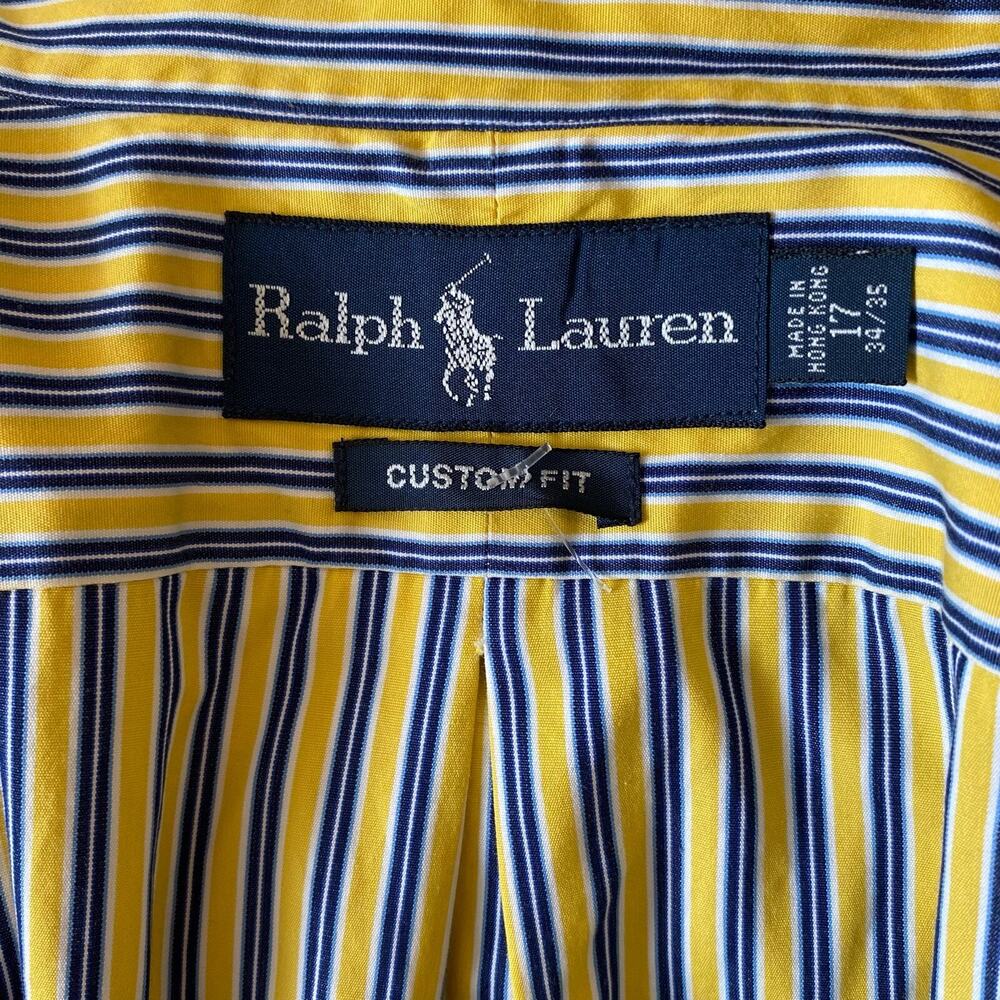 Ralph Lauren Men’s Button Up Custom Fit Shirt 17 34/35 Striped Retro‎ Style 90s - Picture 3 of 10